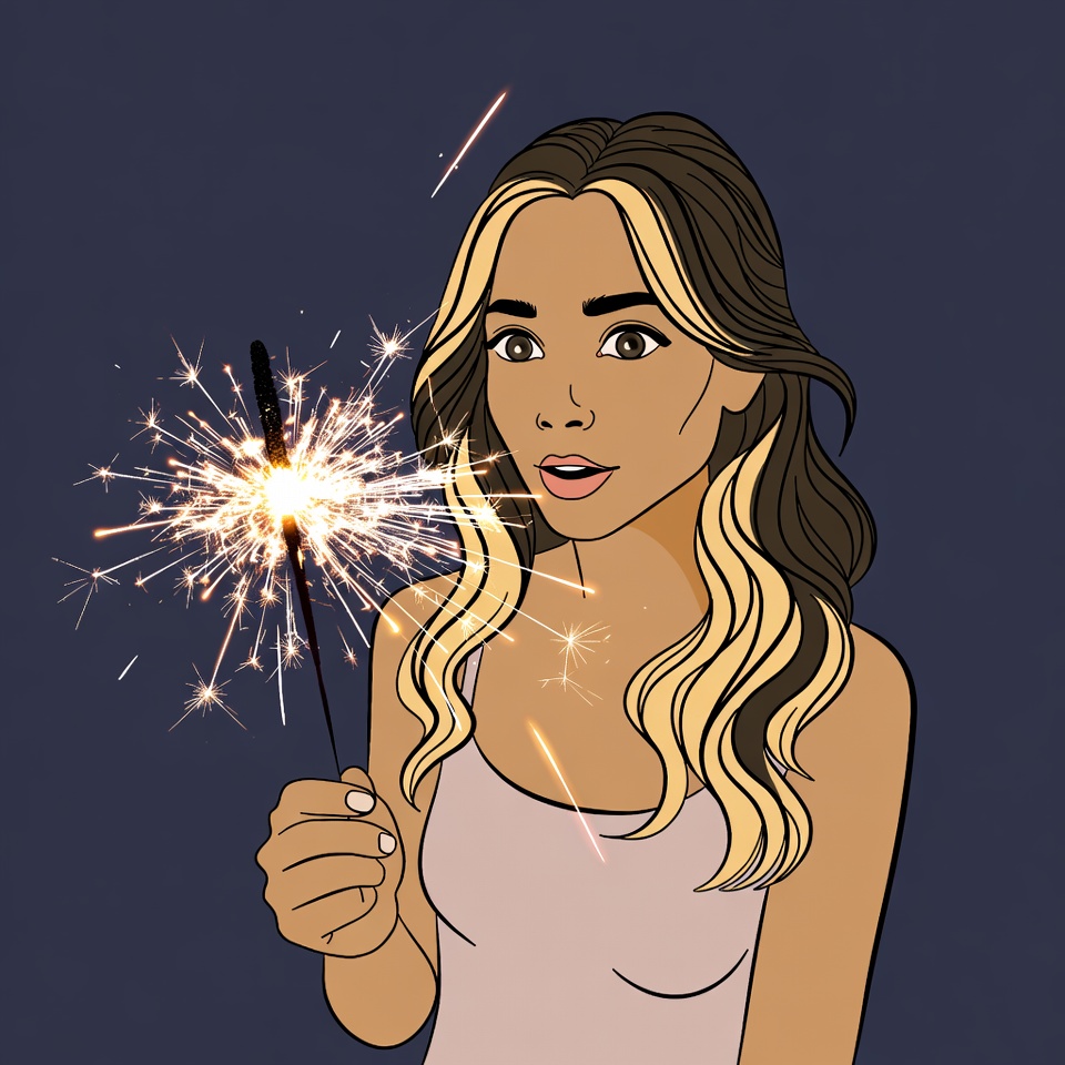 Woman holding lit sparkler Woman holding lit sparkler