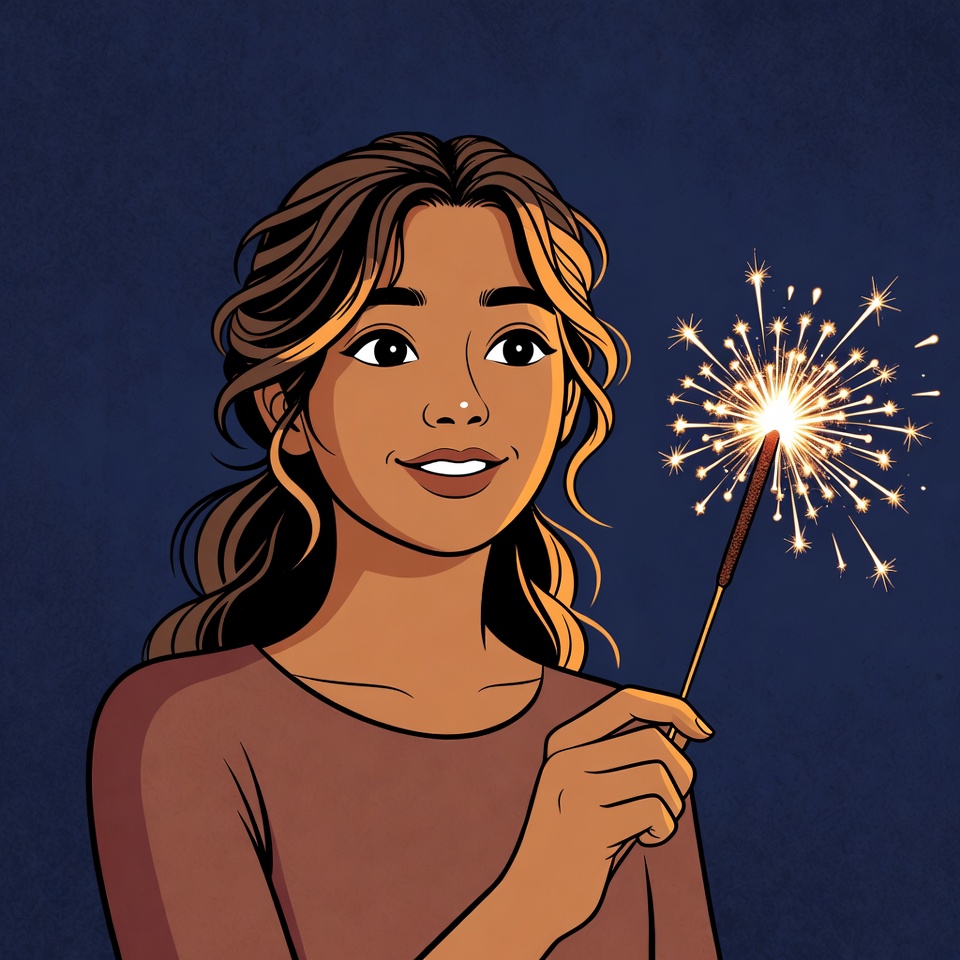 Woman holding lit sparkler Woman holding lit sparkler