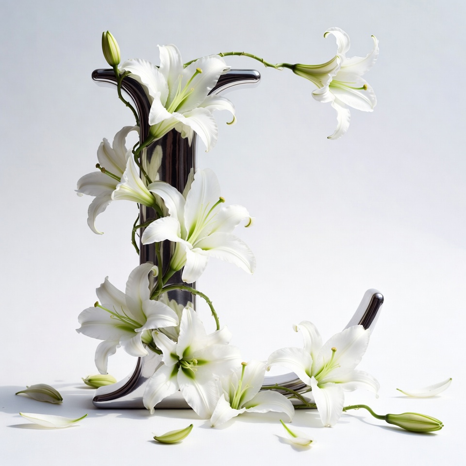 Lilies Arranged in Letter L Vase Lilies Arranged in Letter L Vase