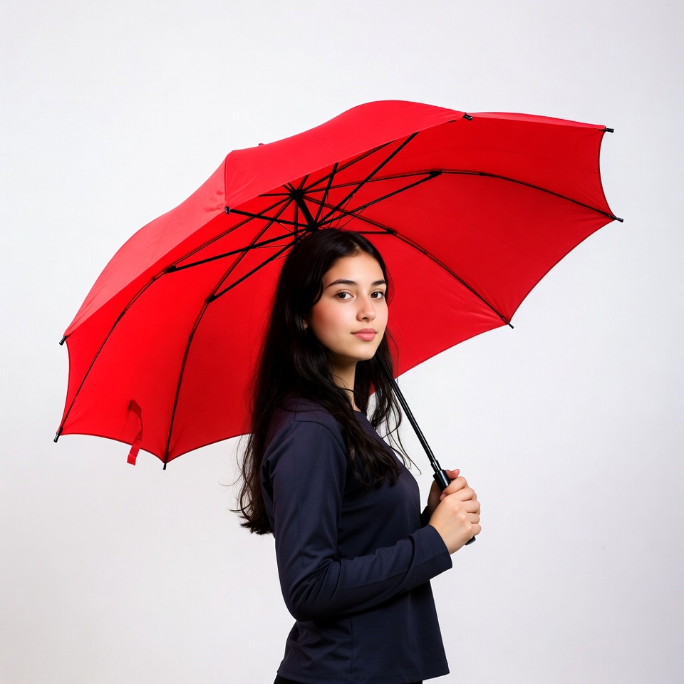 Girl holding red umbrella Girl holding red umbrella