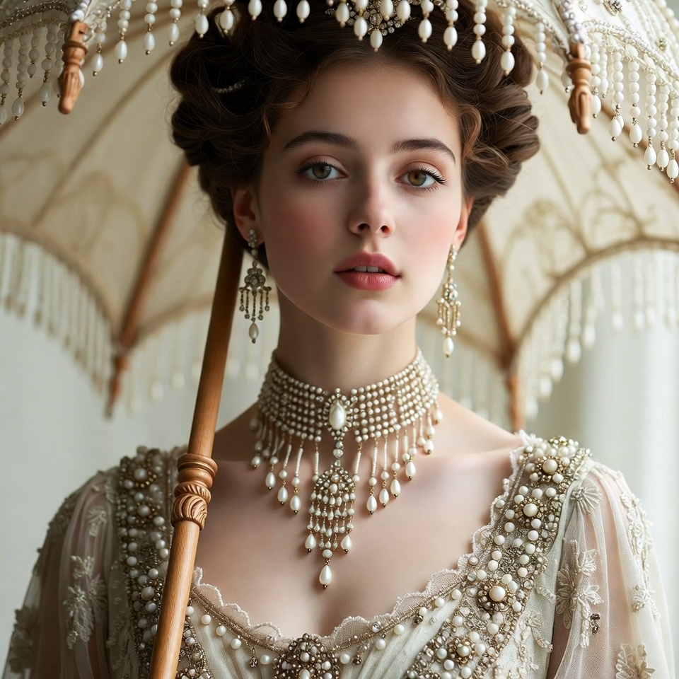 Victorian woman holding lace parasol Victorian woman holding lace parasol