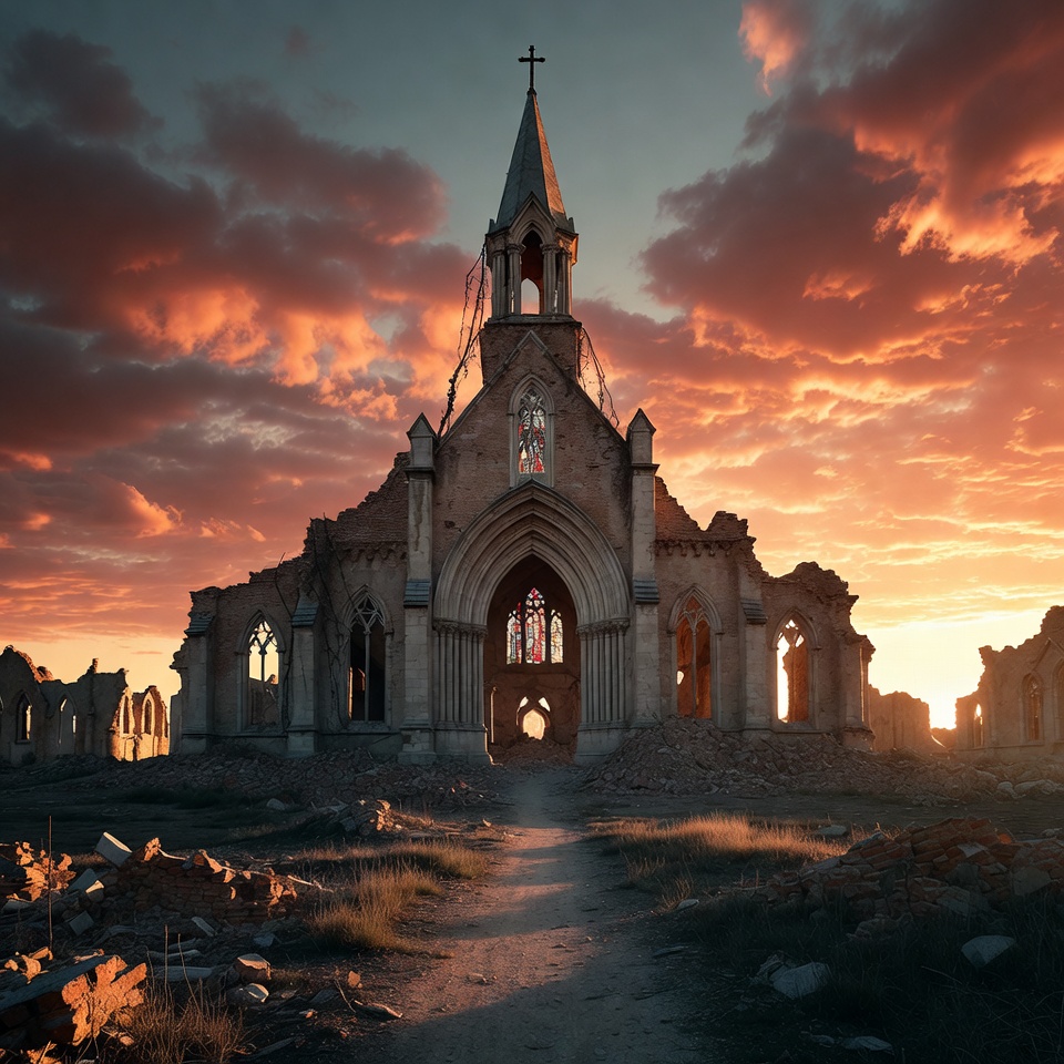 Ruined Church at Sunset Ruined Church at Sunset