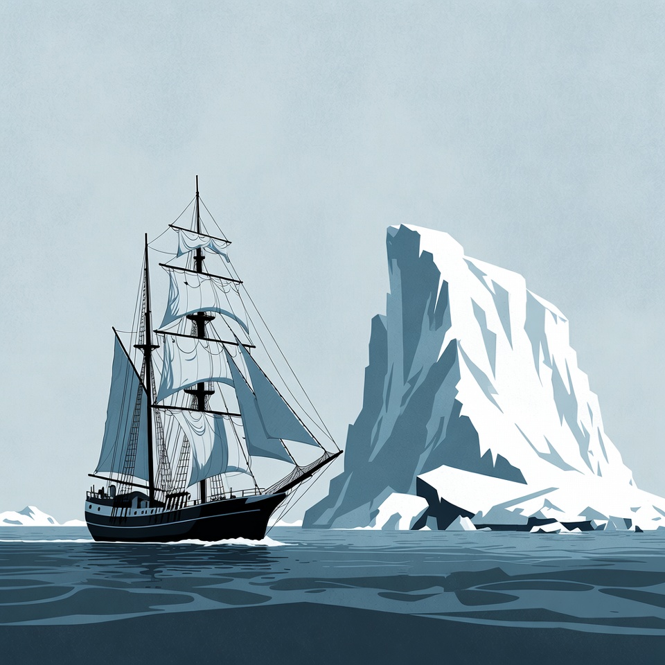 Sailing Ship Near Iceberg Sailing Ship Near Iceberg