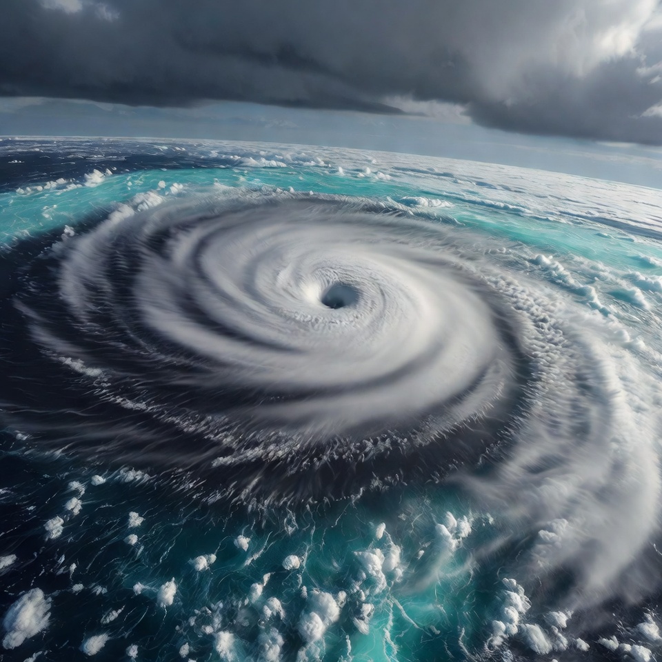 Massive Hurricane Eye Over Ocean Massive Hurricane Eye Over Ocean