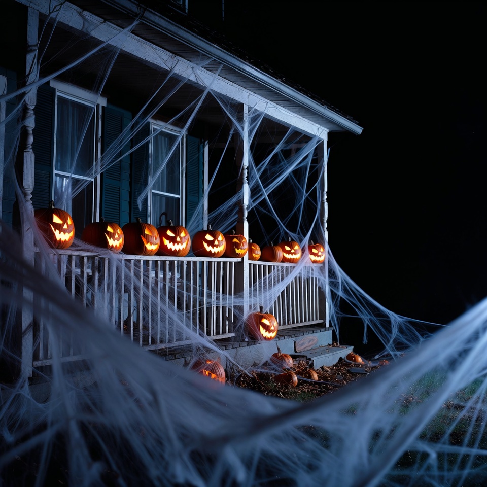 Halloween Haunted House with Pumpkins Halloween Haunted House with Pumpkins