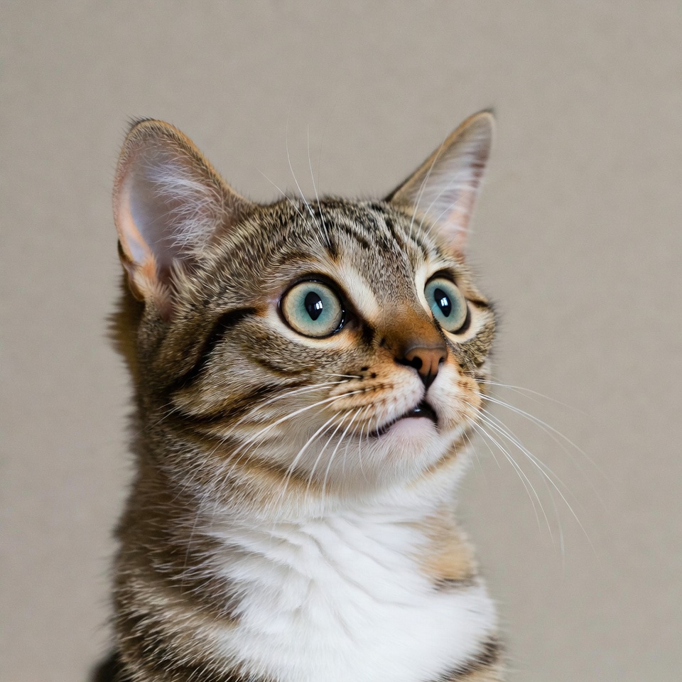 Tabby kitten with wide blue eyes Tabby kitten with wide blue eyes