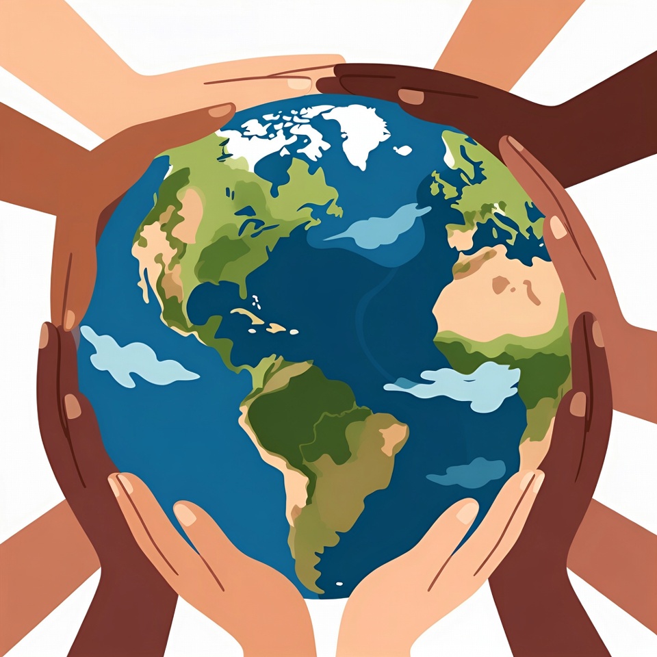 Diverse hands holding Earth globe Diverse hands holding Earth globe