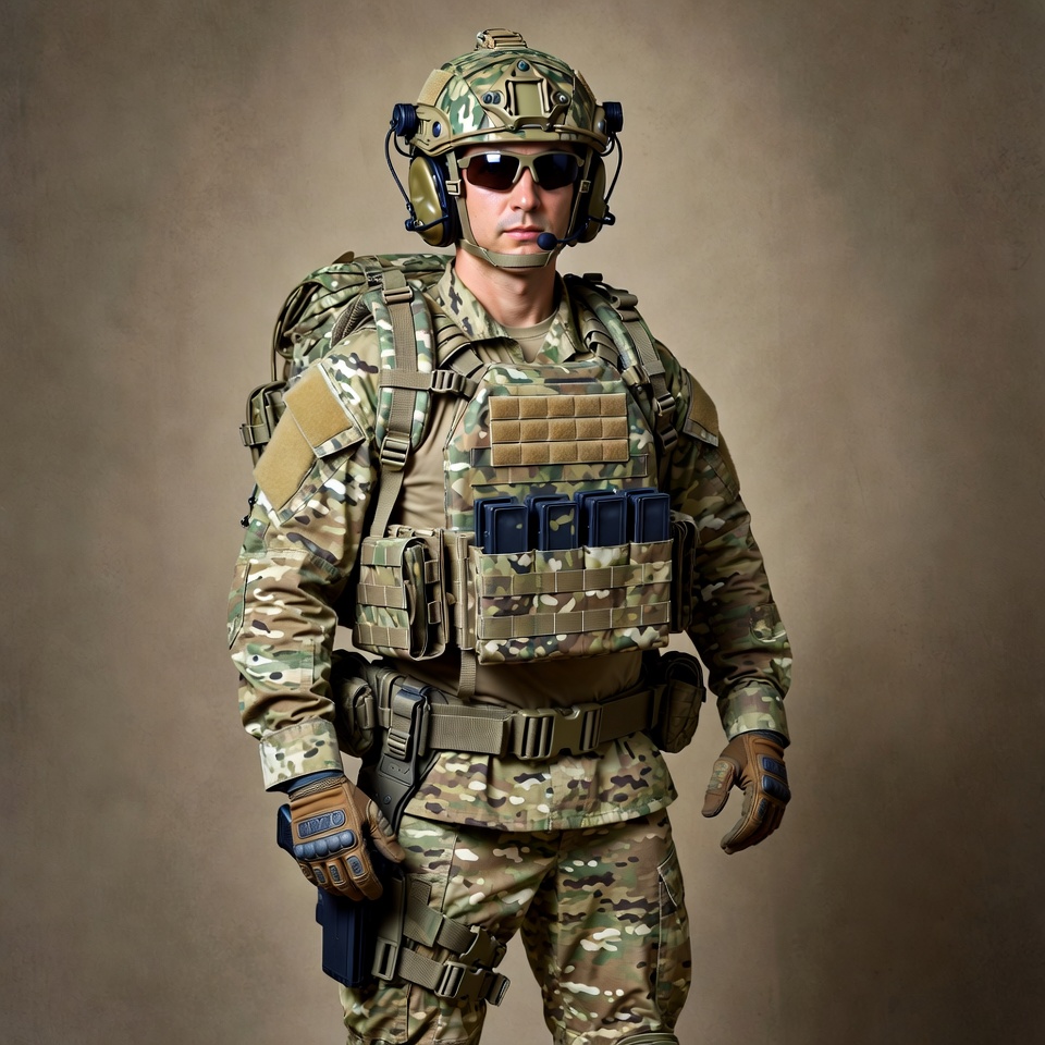 Soldier in Multicam Gear with Helmet Soldier in Multicam Gear with Helmet