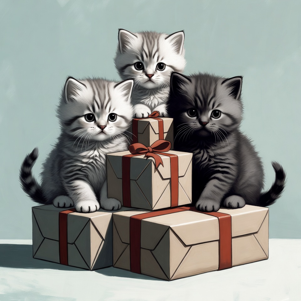 Kittens with Gift Boxes Kittens with Gift Boxes