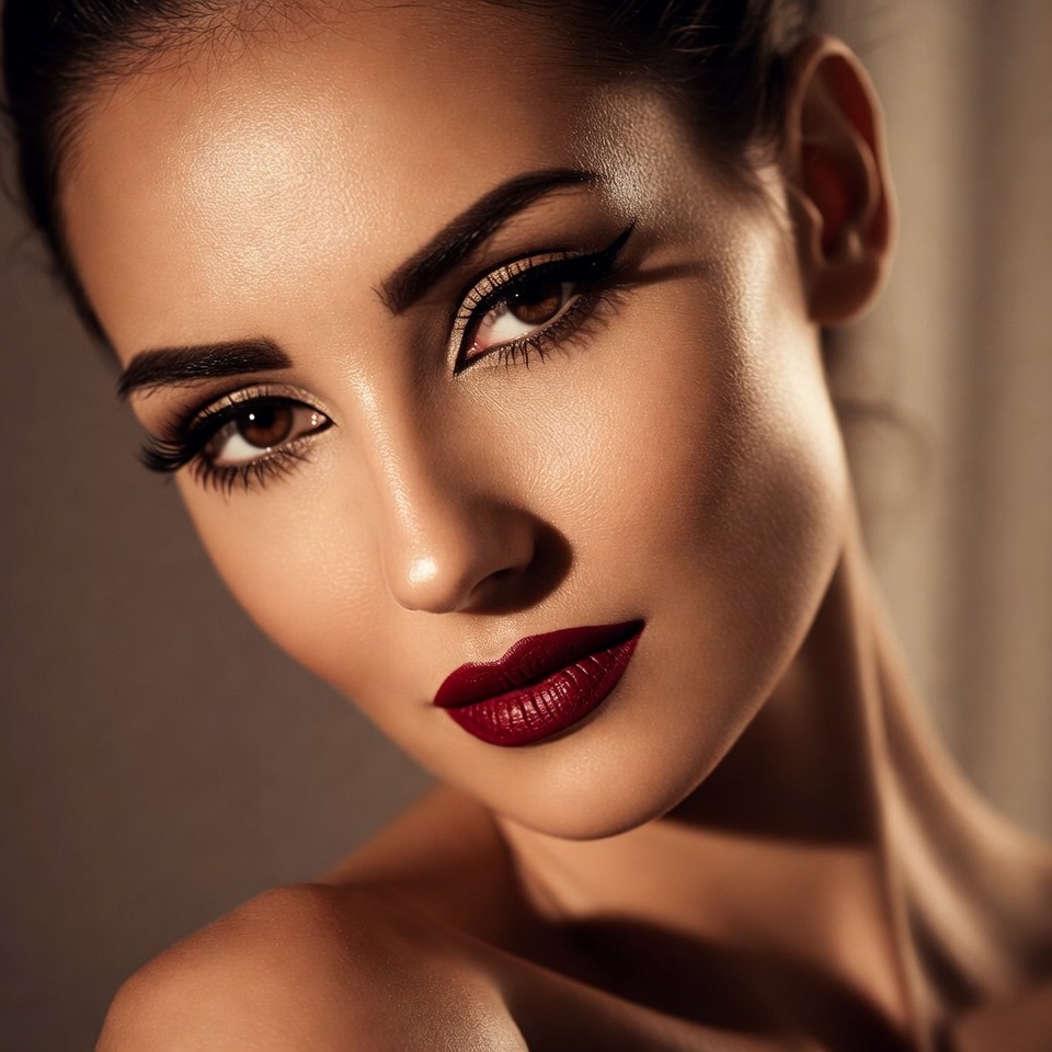 Beautiful woman with red lipstick Beautiful woman with red lipstick