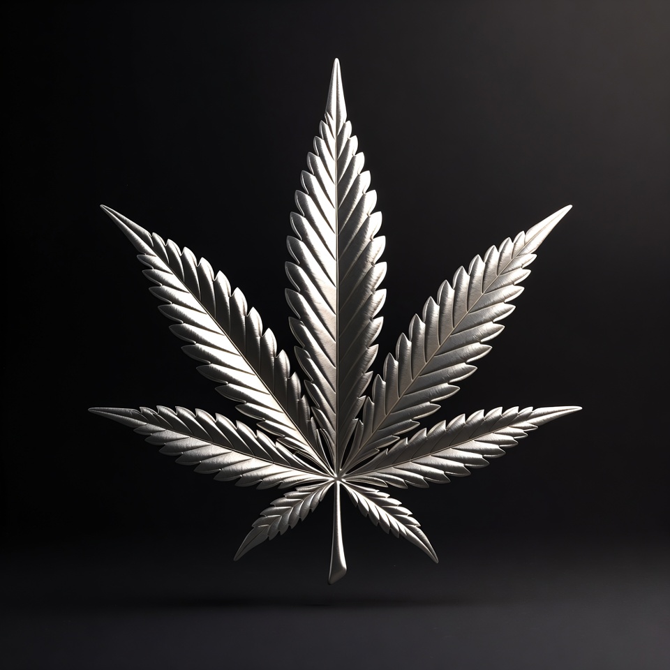 Shiny Silver Cannabis Leaf Shiny Silver Cannabis Leaf