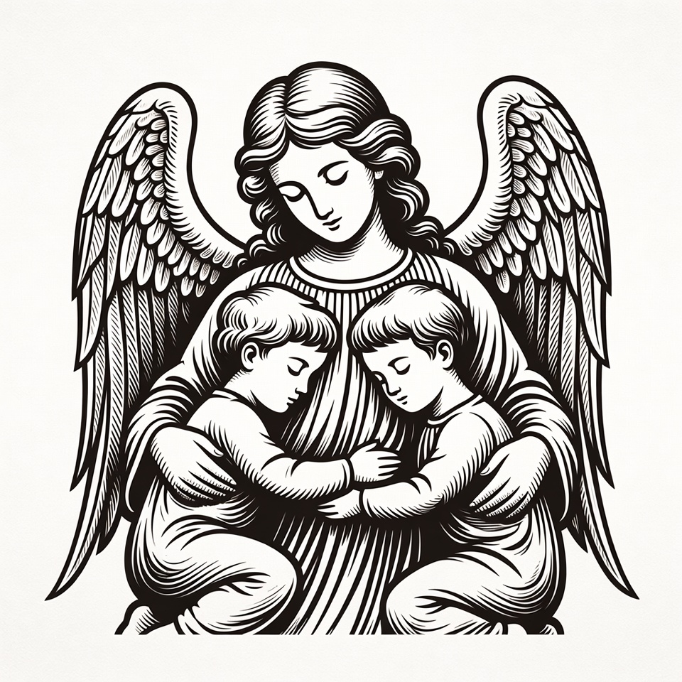 Guardian Angel Holding Two Children Guardian Angel Holding Two Children