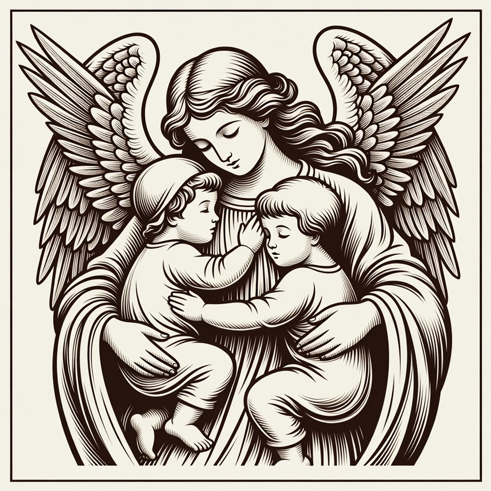 Angel Holding Two Children Angel Holding Two Children