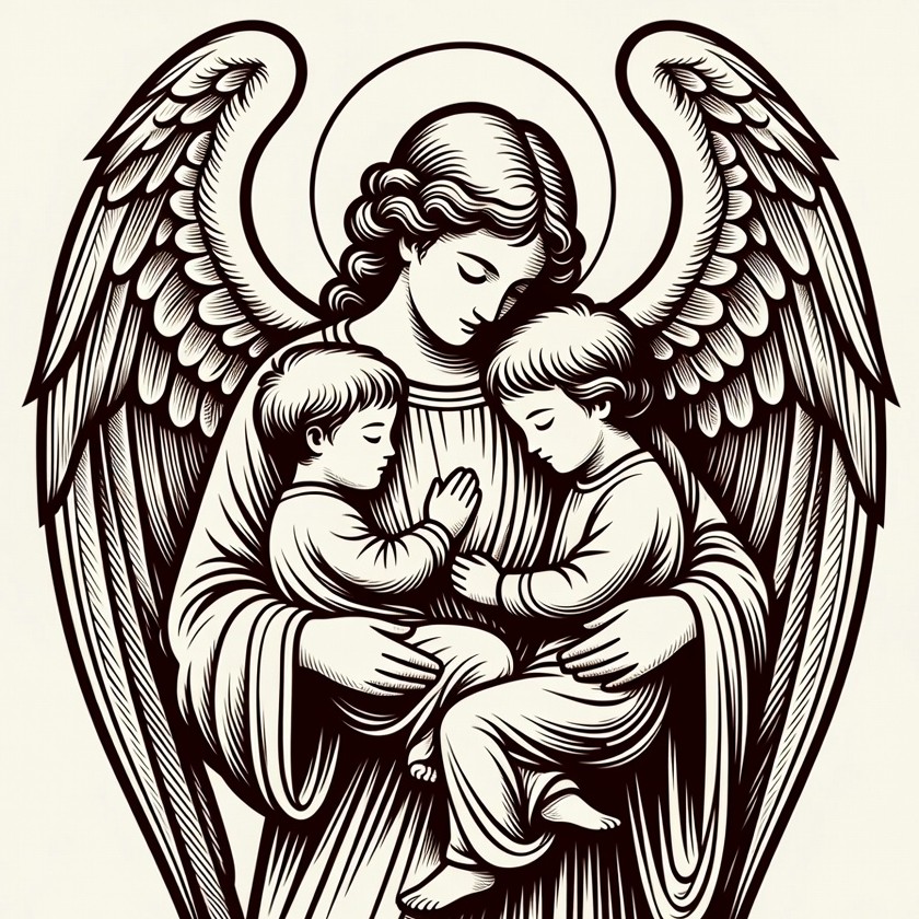 Guardian Angel Holding Two Children Guardian Angel Holding Two Children