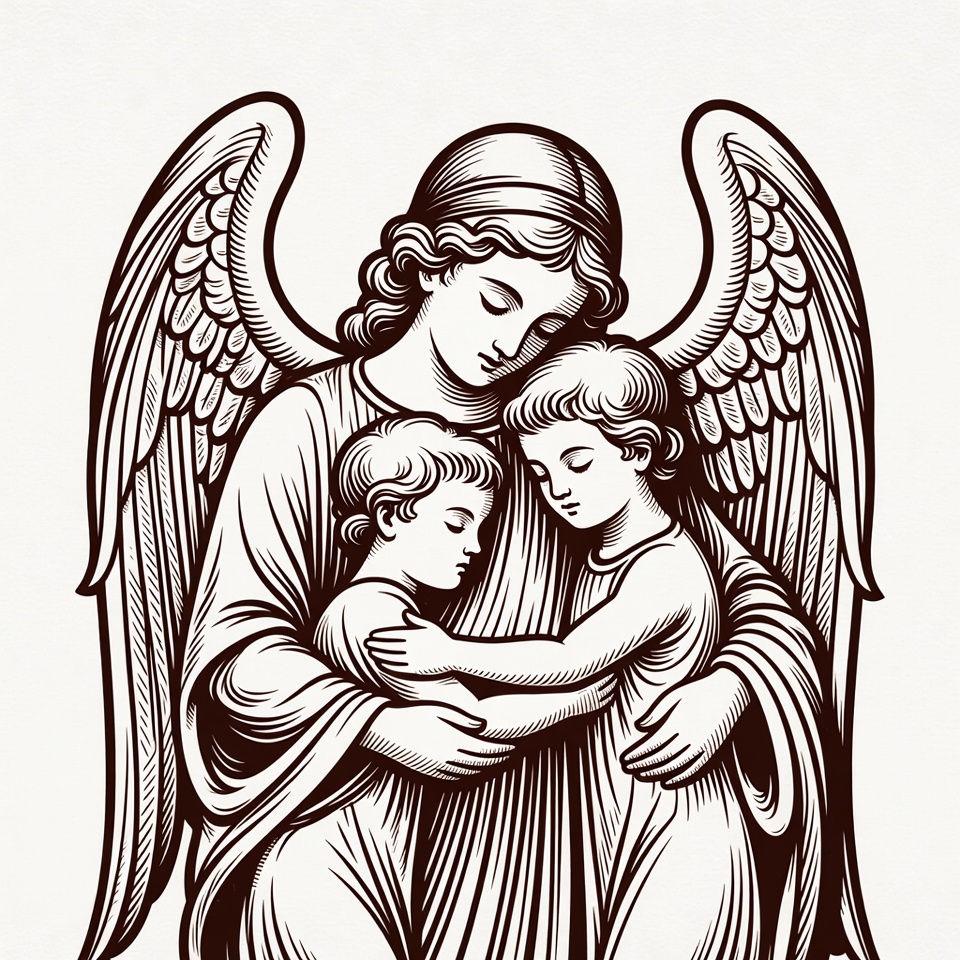 Guardian Angel Holding Two Children Guardian Angel Holding Two Children