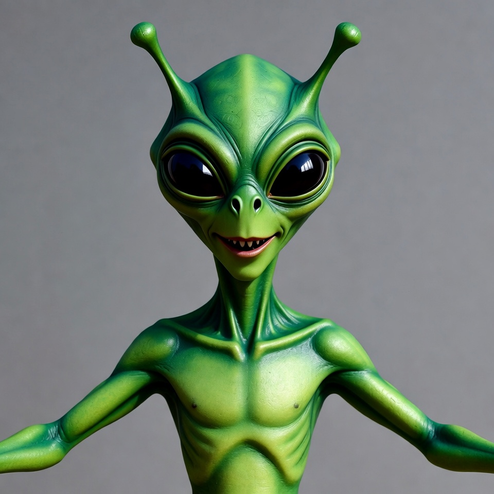 Green alien with big eyes Green alien with big eyes