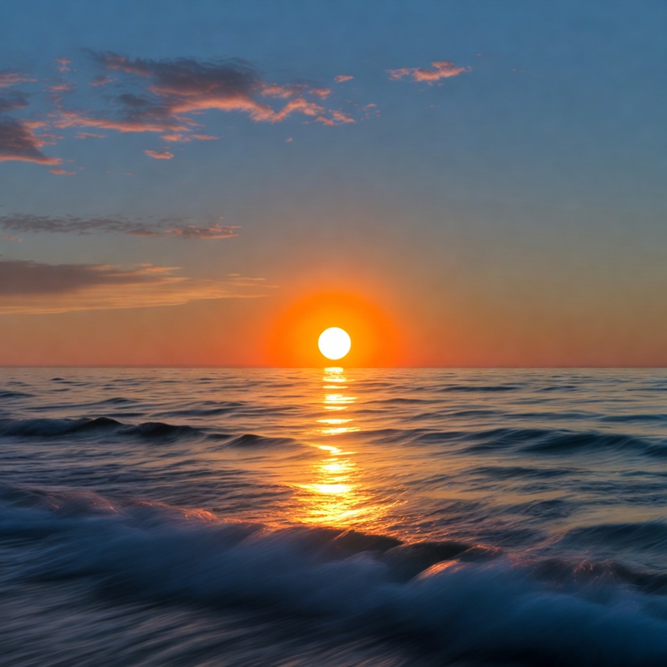 Sunset over ocean waves Sunset over ocean waves