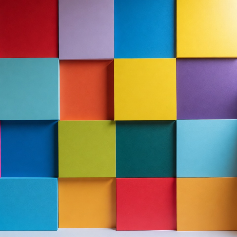 Colorful 3D Blocks Wall Colorful 3D Blocks Wall