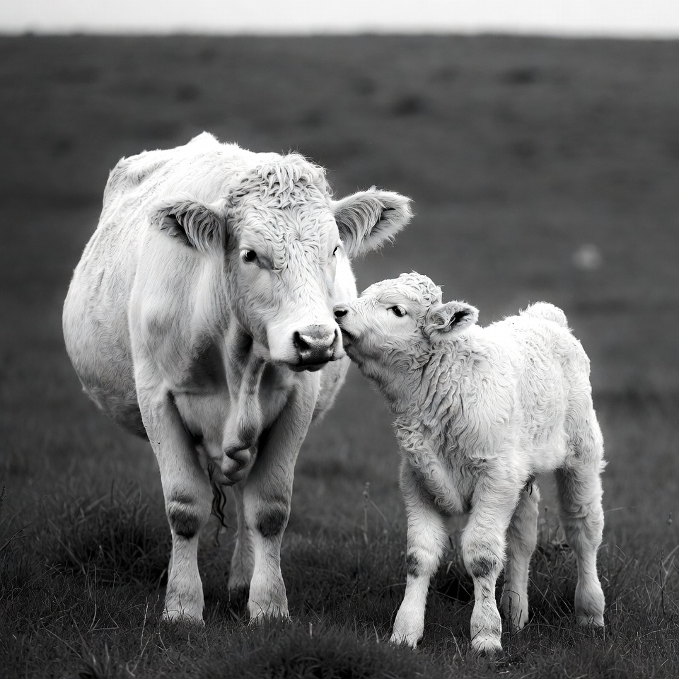 Mother Cow Kissing Calf Mother Cow Kissing Calf