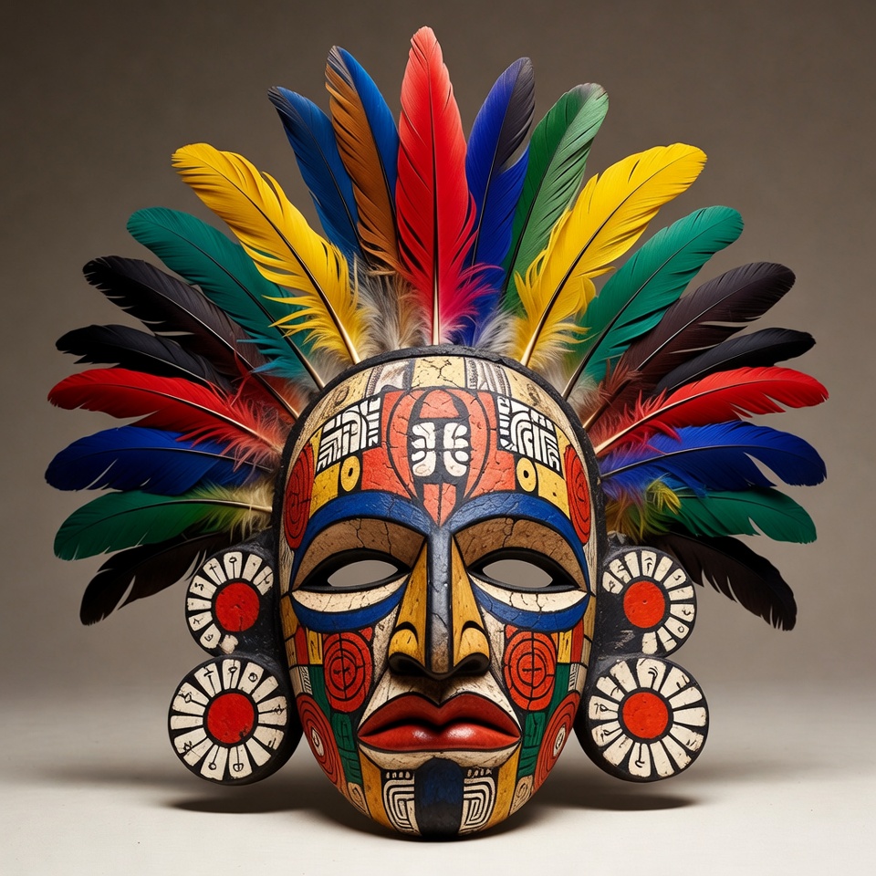 Colorful Feathered Tribal Mask Colorful Feathered Tribal Mask