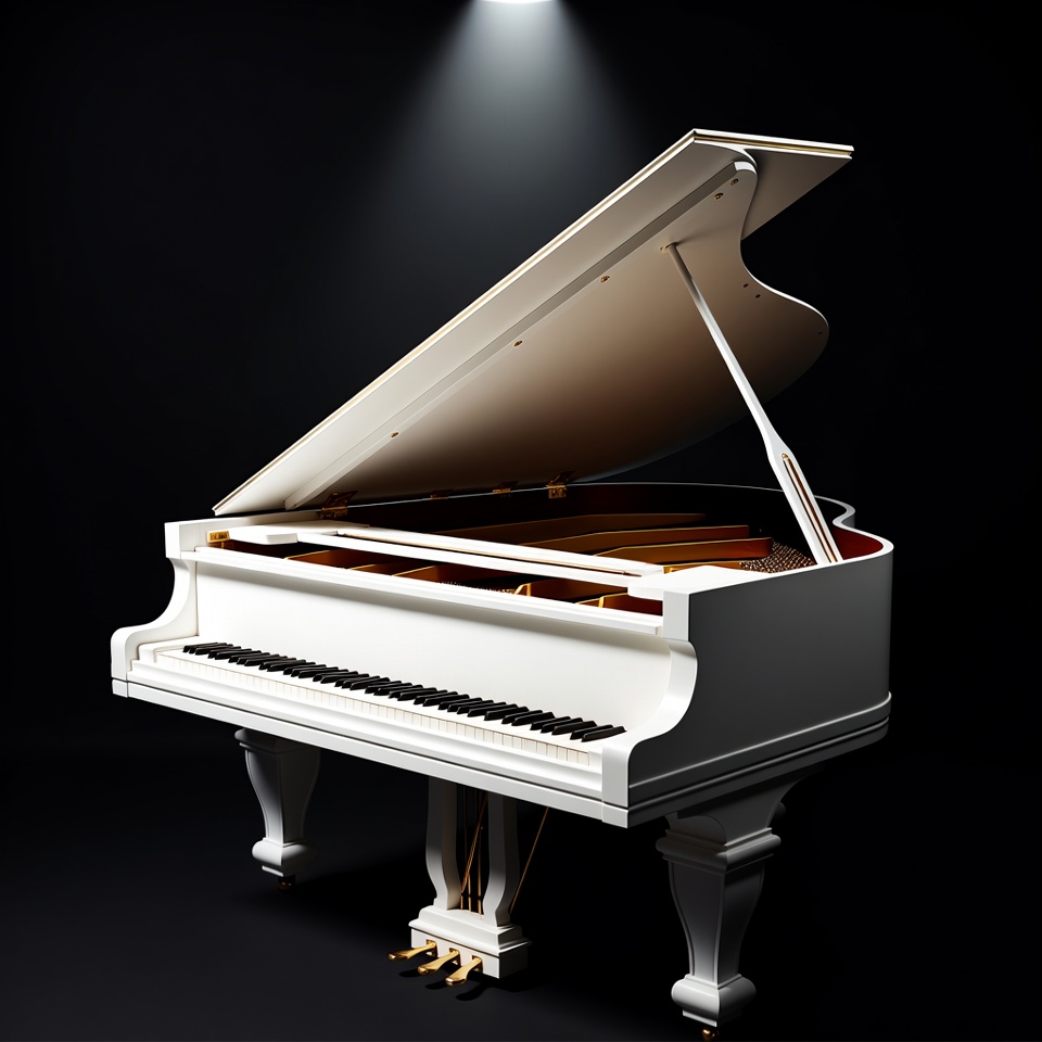 White Grand Piano Spotlight White Grand Piano Spotlight