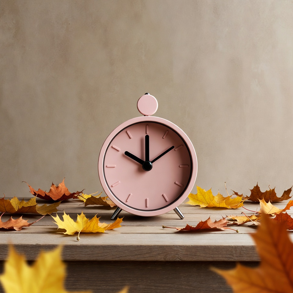Pink Alarm Clock with Autumn Leaves Pink Alarm Clock with Autumn Leaves
