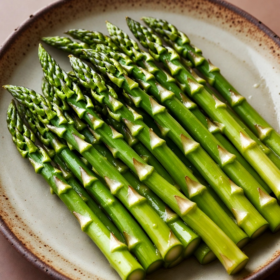 Fresh asparagus spears on plate Fresh asparagus spears on plate