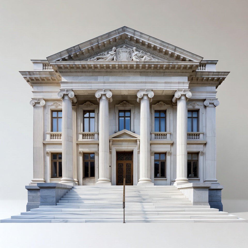 Neoclassical Building with Columns and Stairs Neoclassical Building with Columns and Stairs