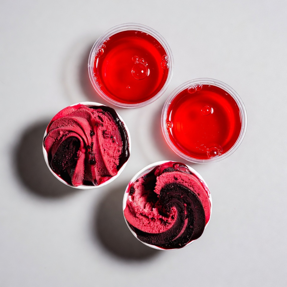 Red Gelato and Liquid in Cups Red Gelato and Liquid in Cups