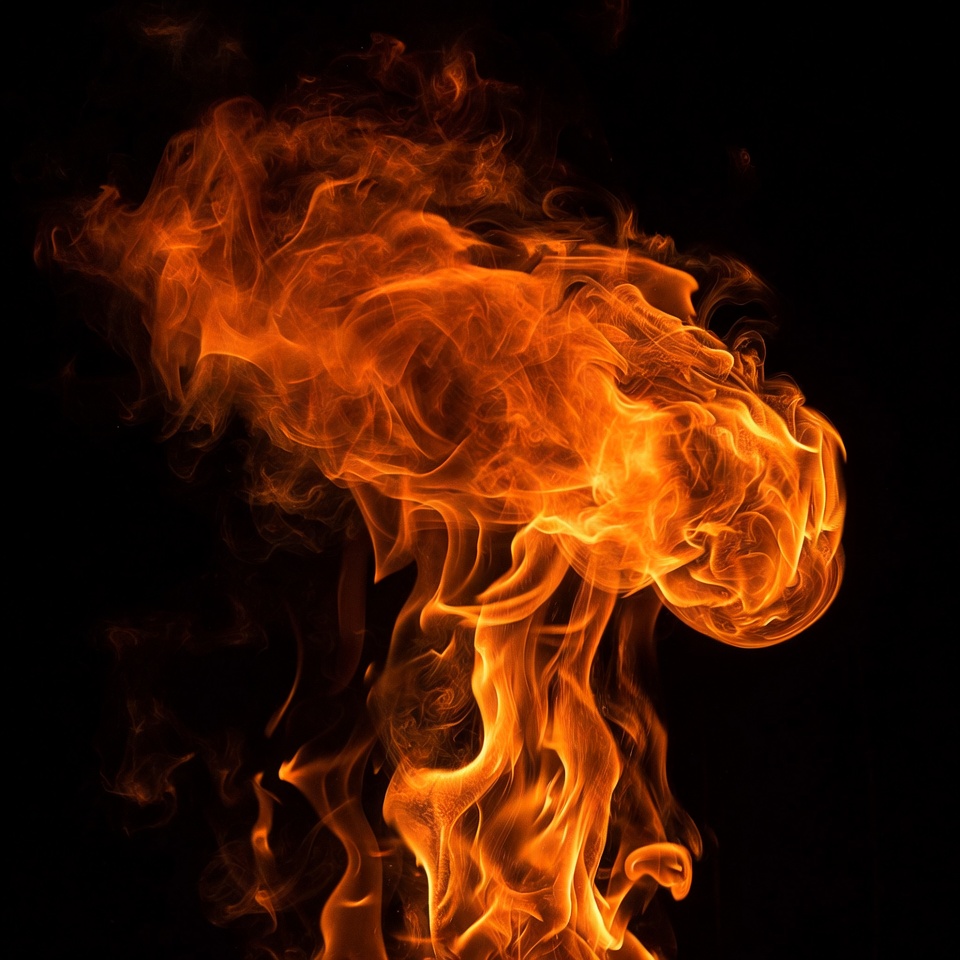 Fiery Flames on Black Background Fiery Flames on Black Background