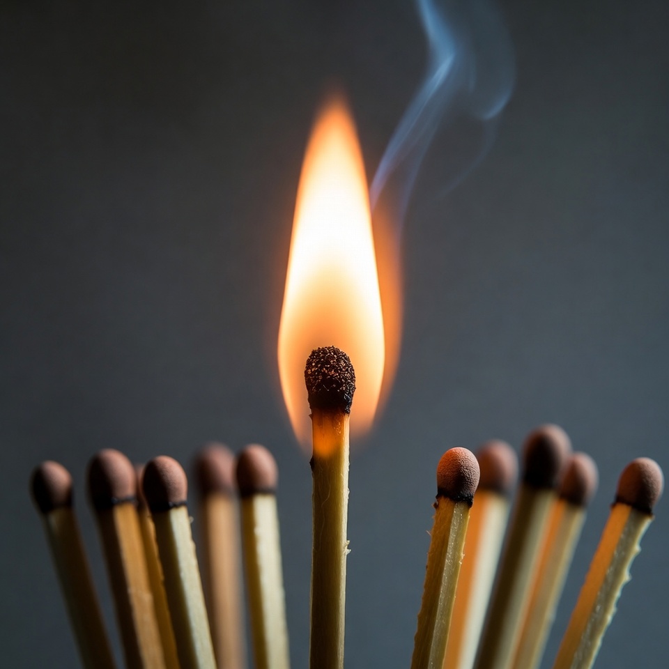 Burning Matchstick Among Matches Burning Matchstick Among Matches