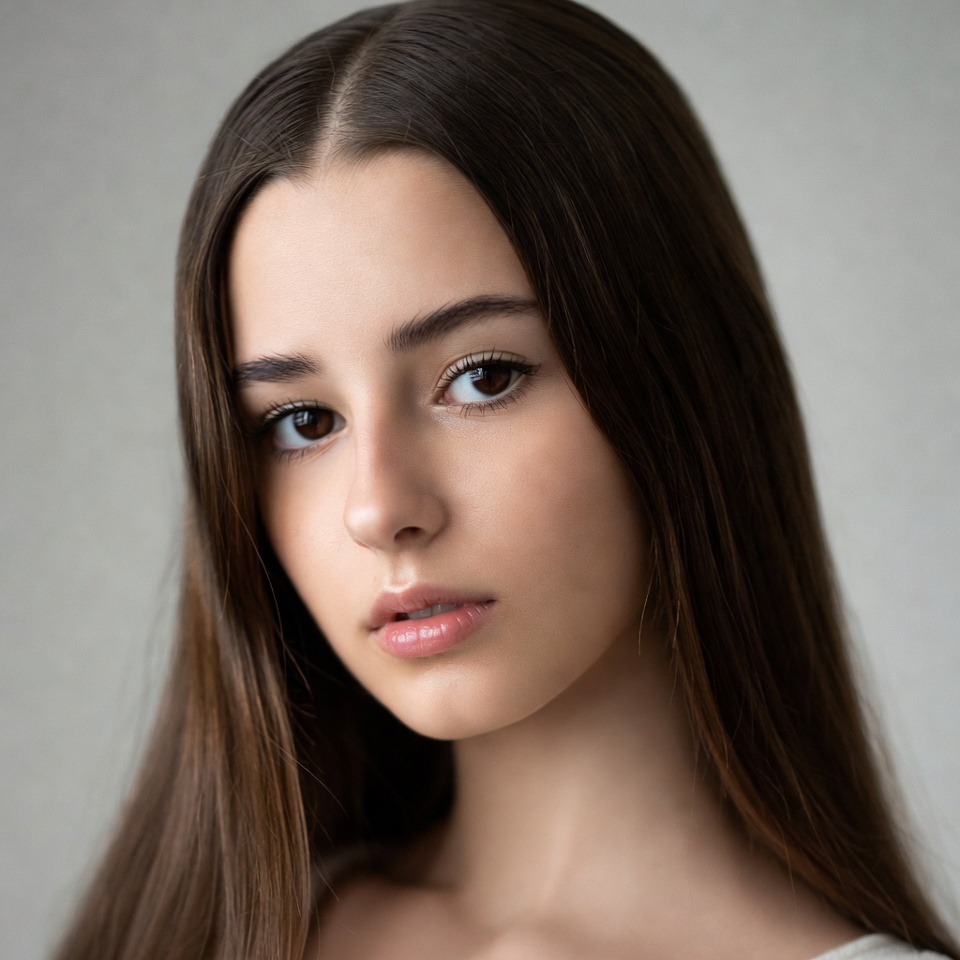 Young woman with long brown hair Young woman with long brown hair
