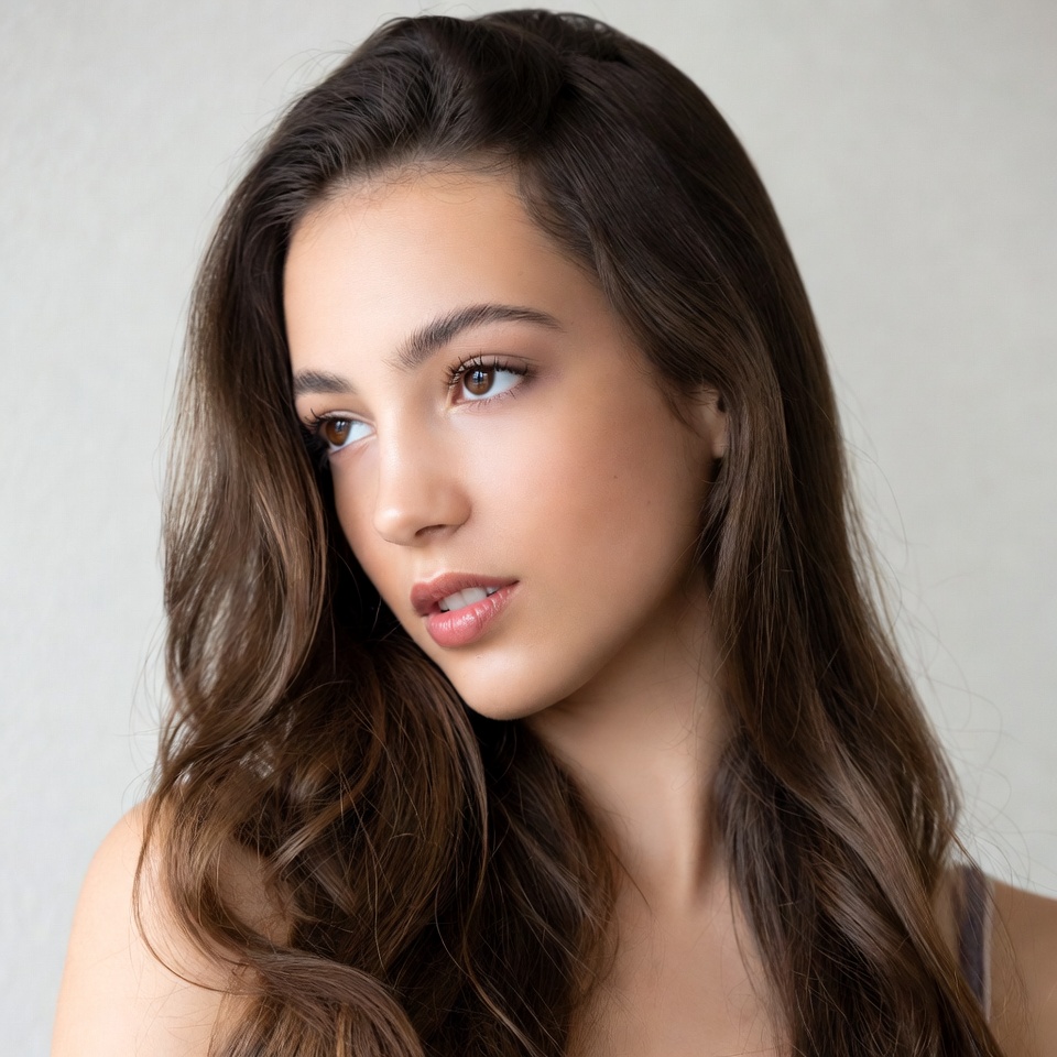 Young woman with long brown hair Young woman with long brown hair