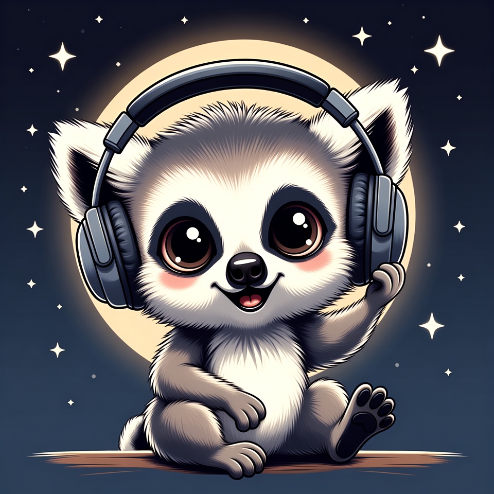 Cute baby sloth wearing headphones Cute baby sloth wearing headphones