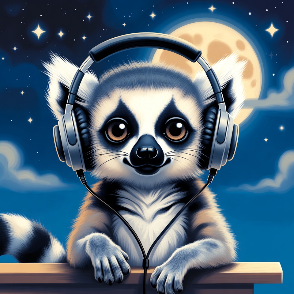 Cute lemur wearing headphones Cute lemur wearing headphones