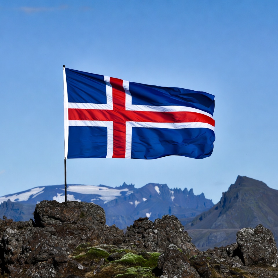 Icelandic Flag on Rocky Mountain Icelandic Flag on Rocky Mountain