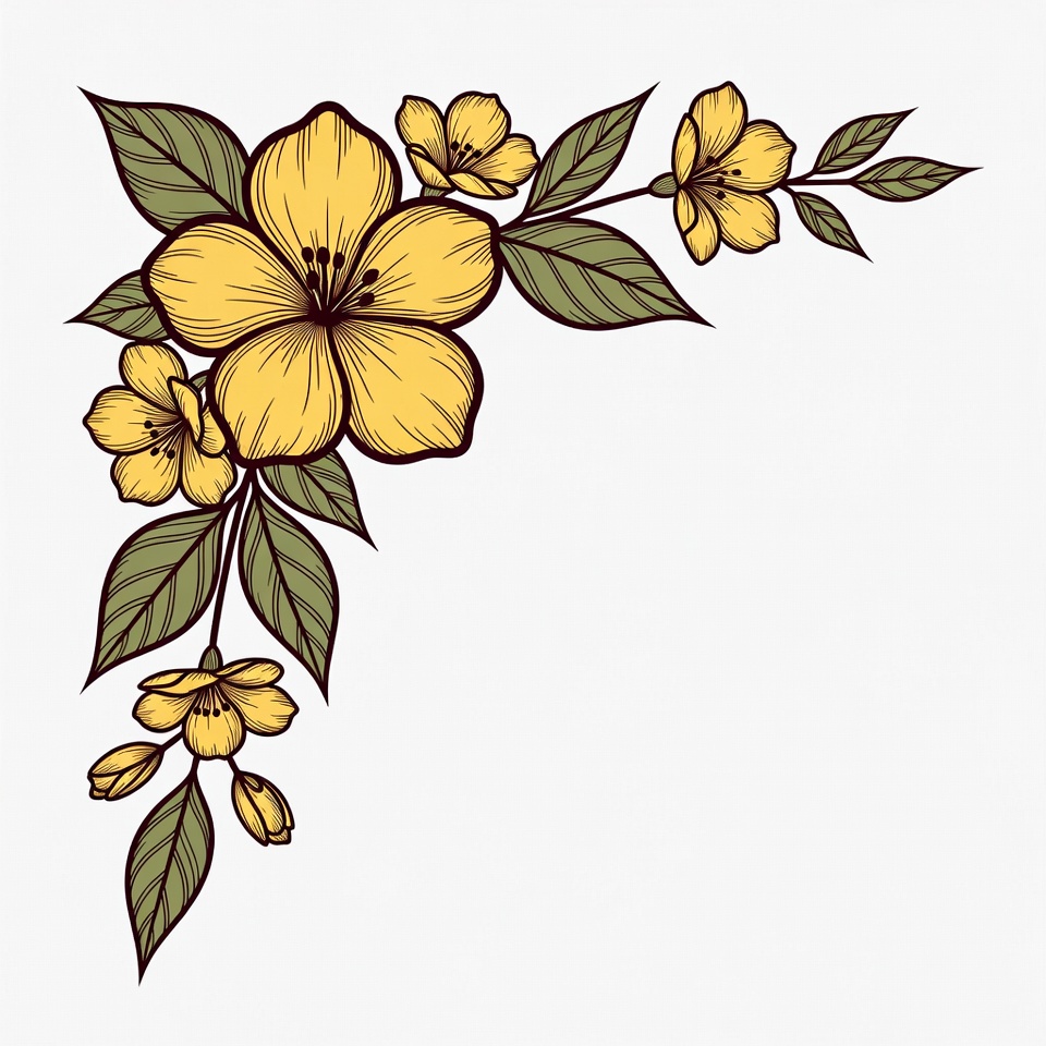 Yellow Flowers Corner Illustration Yellow Flowers Corner Illustration