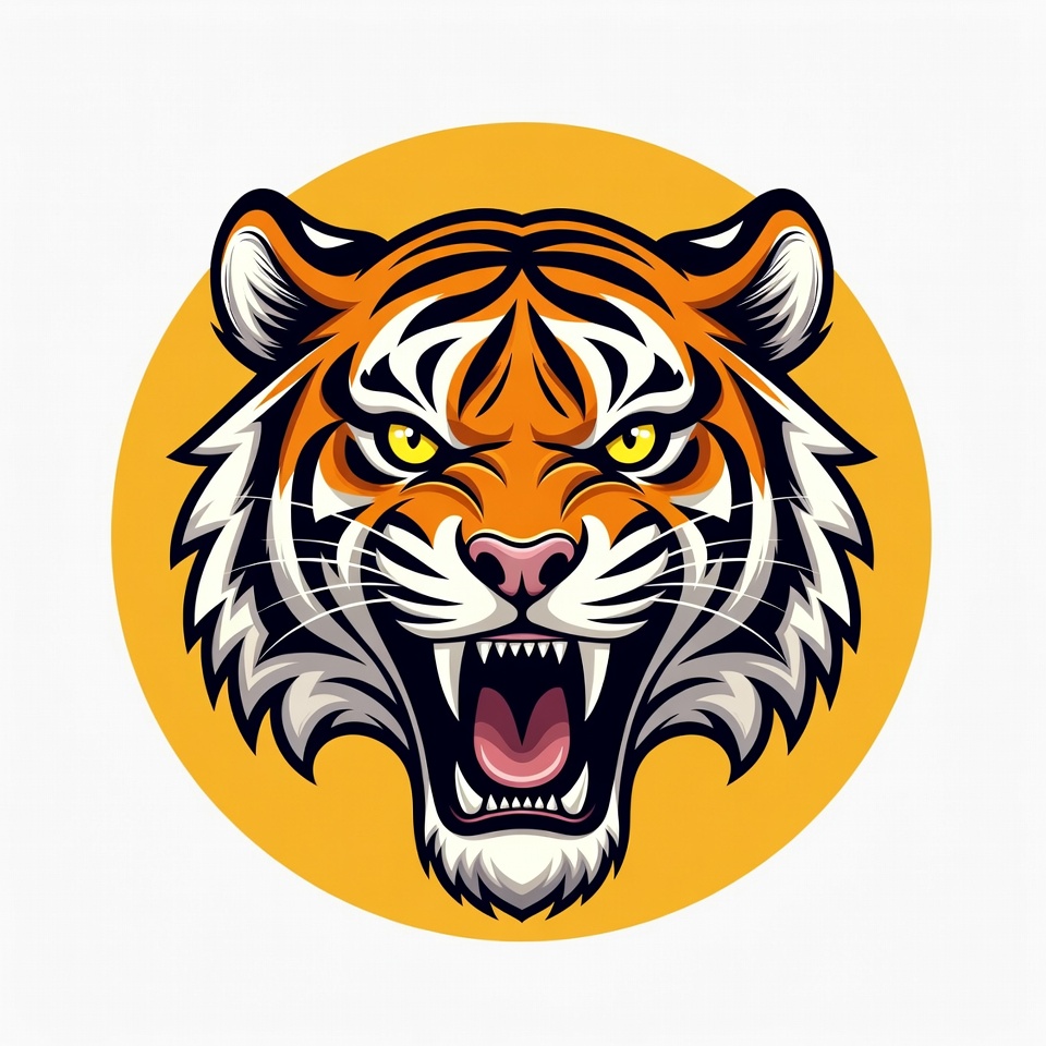 Roaring Tiger Head Illustration Roaring Tiger Head Illustration