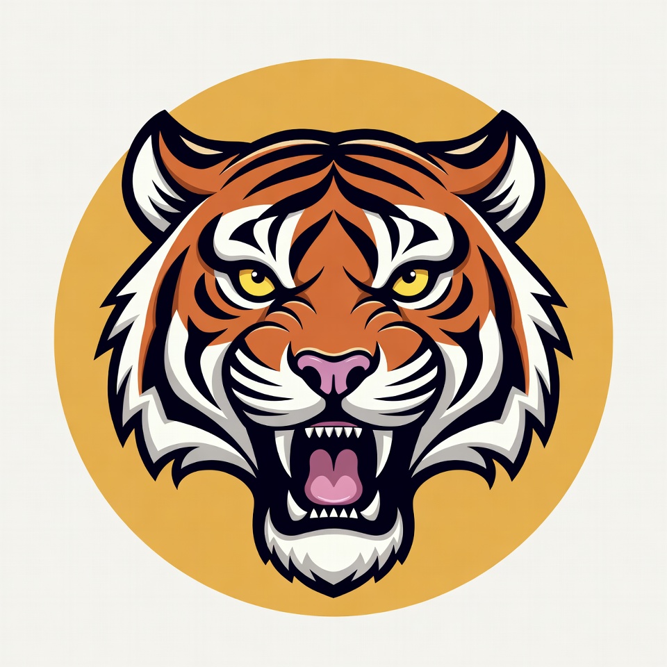 Roaring Tiger Head Illustration Roaring Tiger Head Illustration
