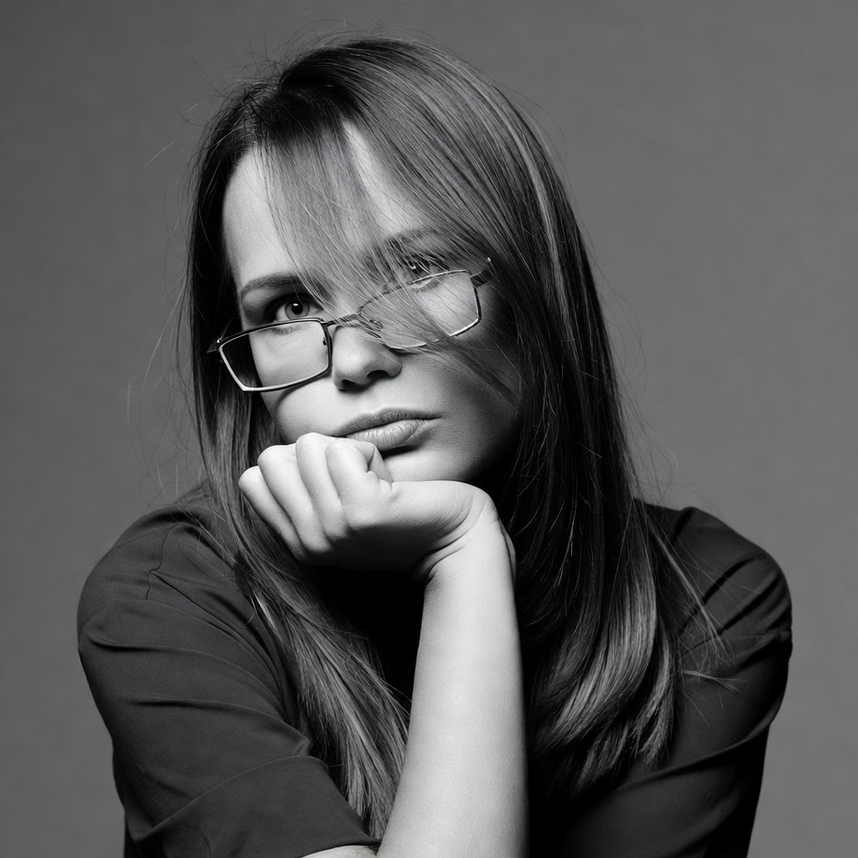 Woman resting chin on hand Woman resting chin on hand