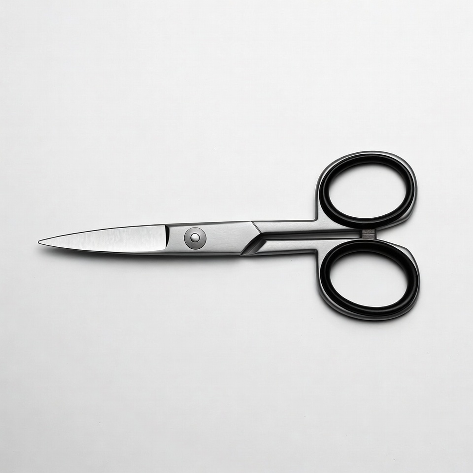 Silver scissors with black handles Silver scissors with black handles