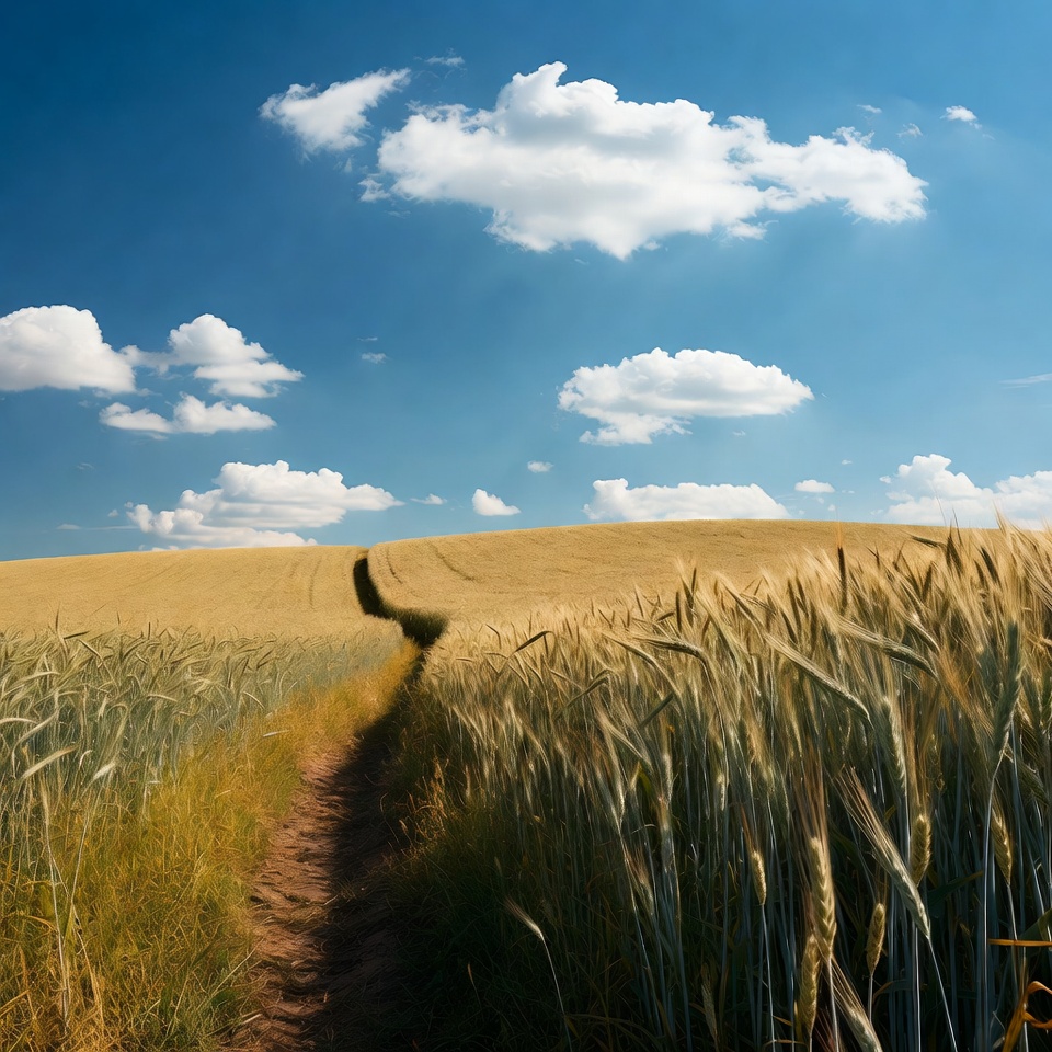 Path through golden wheat field Path through golden wheat field