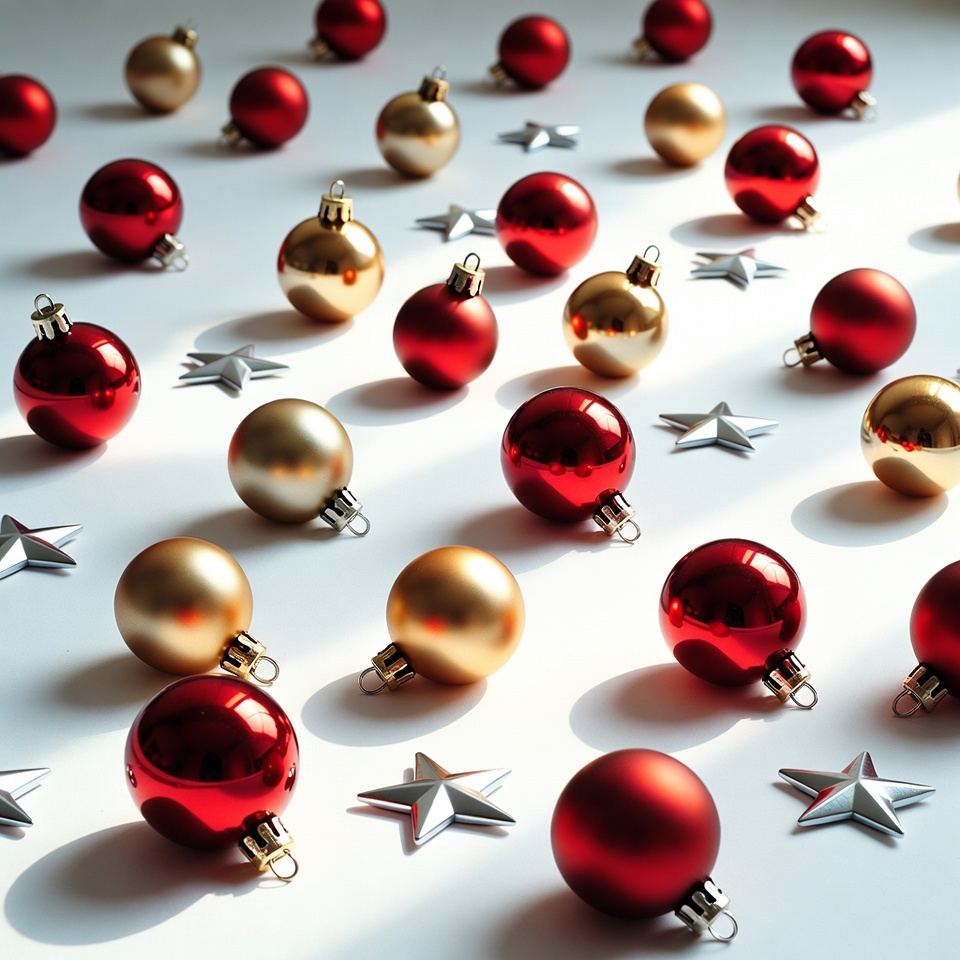 Red Gold Christmas Ornaments with Stars Red Gold Christmas Ornaments with Stars