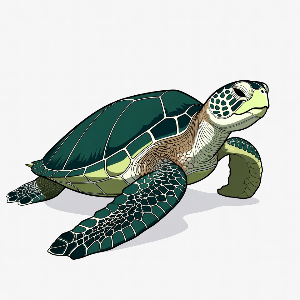 Green Sea Turtle Illustration Green Sea Turtle Illustration