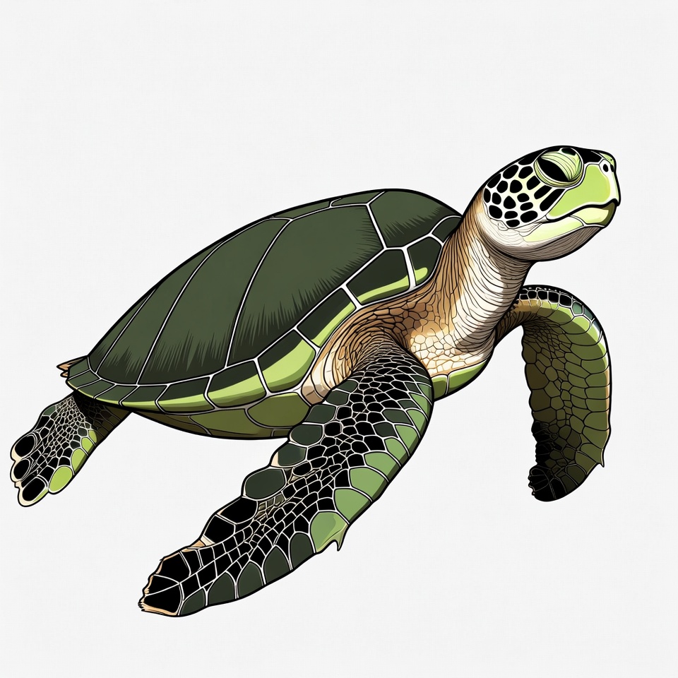 Green Sea Turtle Illustration Green Sea Turtle Illustration