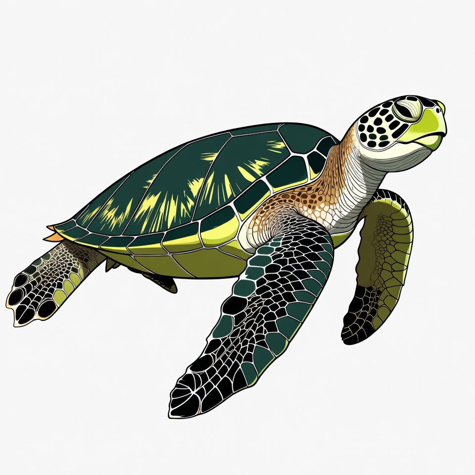 Green Sea Turtle Illustration Green Sea Turtle Illustration