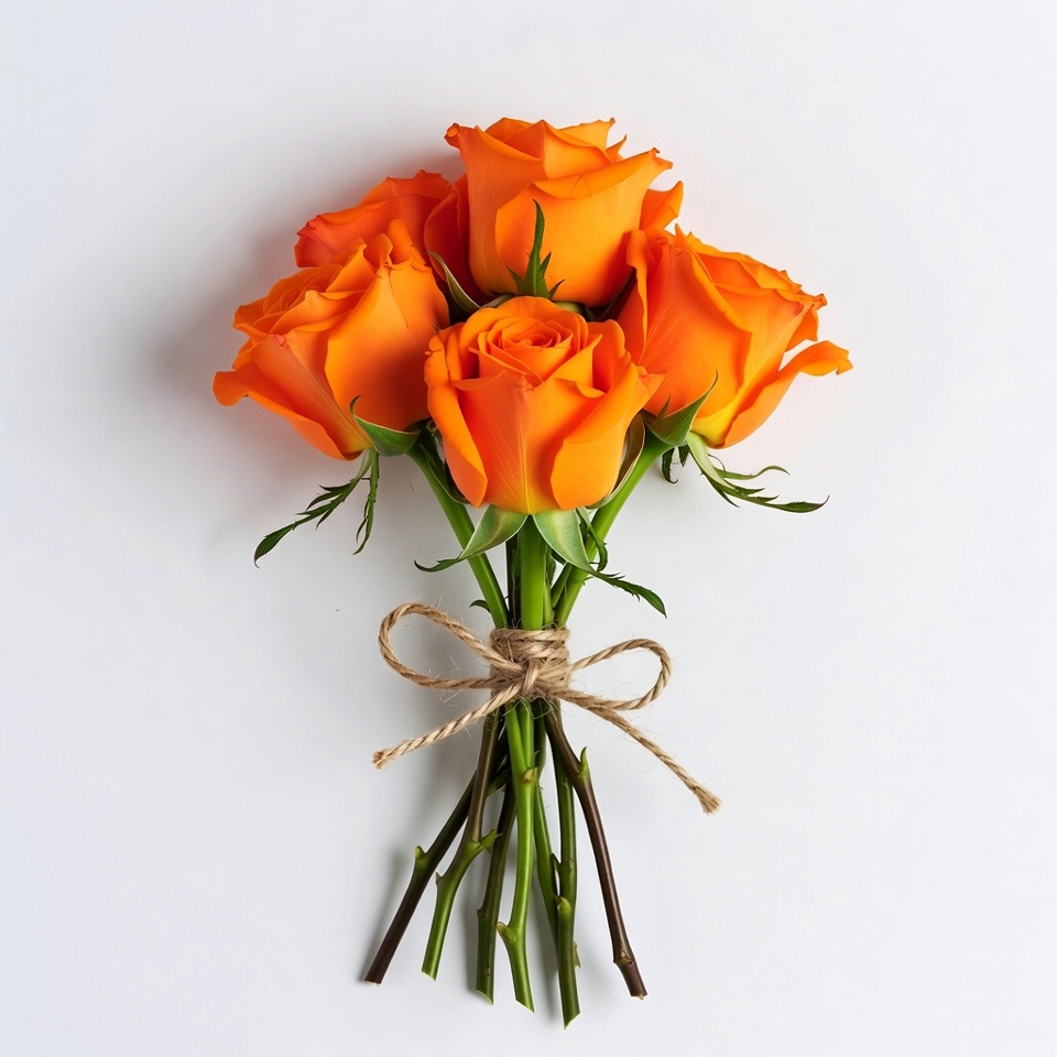 Orange Roses Bouquet Tied with Twine Orange Roses Bouquet Tied with Twine