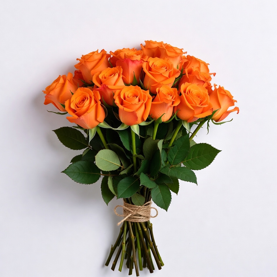 Orange Roses Bouquet Tied with Twine Orange Roses Bouquet Tied with Twine