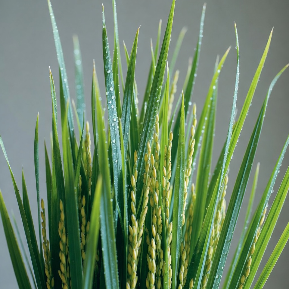Dewy Rice Plants Closeup Dewy Rice Plants Closeup