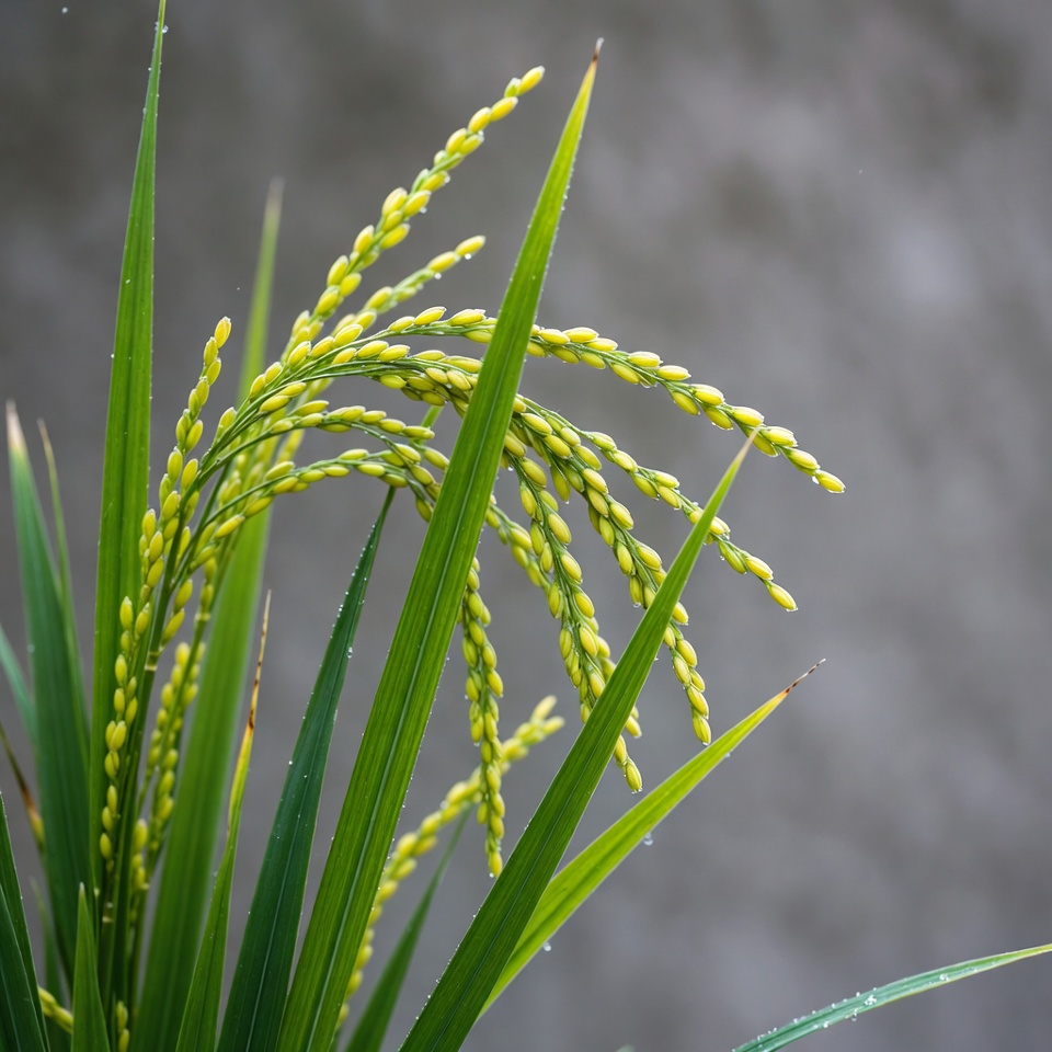 Ripe Rice Plant with Golden Grains Ripe Rice Plant with Golden Grains